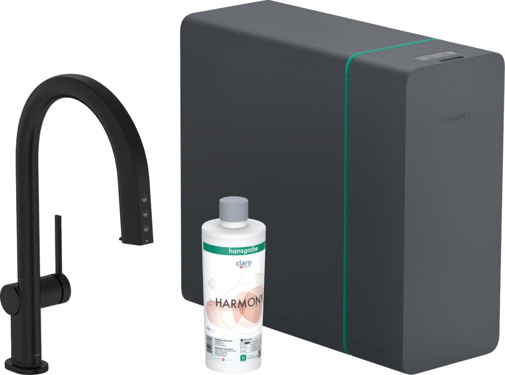 Hansgrohe Aqittura M91 cu pipa extractibila, sistem de filtrare SodaSystem 210, negru mat