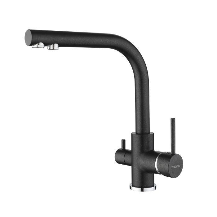 Baterie bucatarie Teka OS 208 cu 3 cai, pipa inalta rotativa, Metallic Black