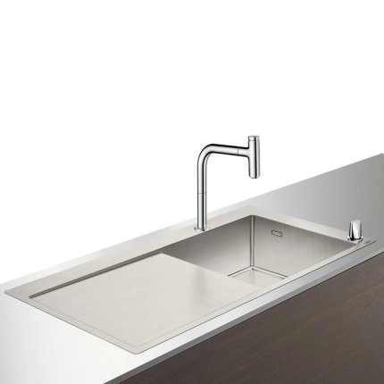 renovare bucatarie - Set Hansgrohe Sink Combi C71-F450-07, chiuveta inox 1045mm picurator stanga baterie din doua elemente cu dus extractibil, crom
