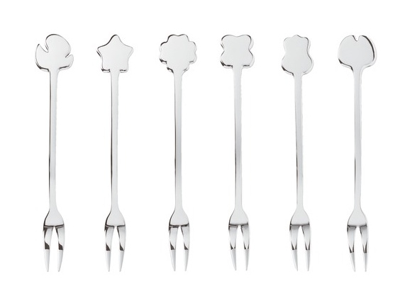 masa inox Set 6 furculite Sambonet Party Flower, inox
