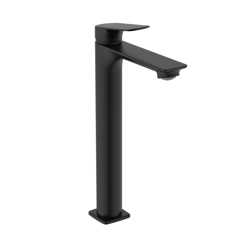 bordura inalta Baterie lavoar inalta Ideal Standard Ceralife C Bluestart pentru lavoar tip bol, ventil click-clack, negru mat