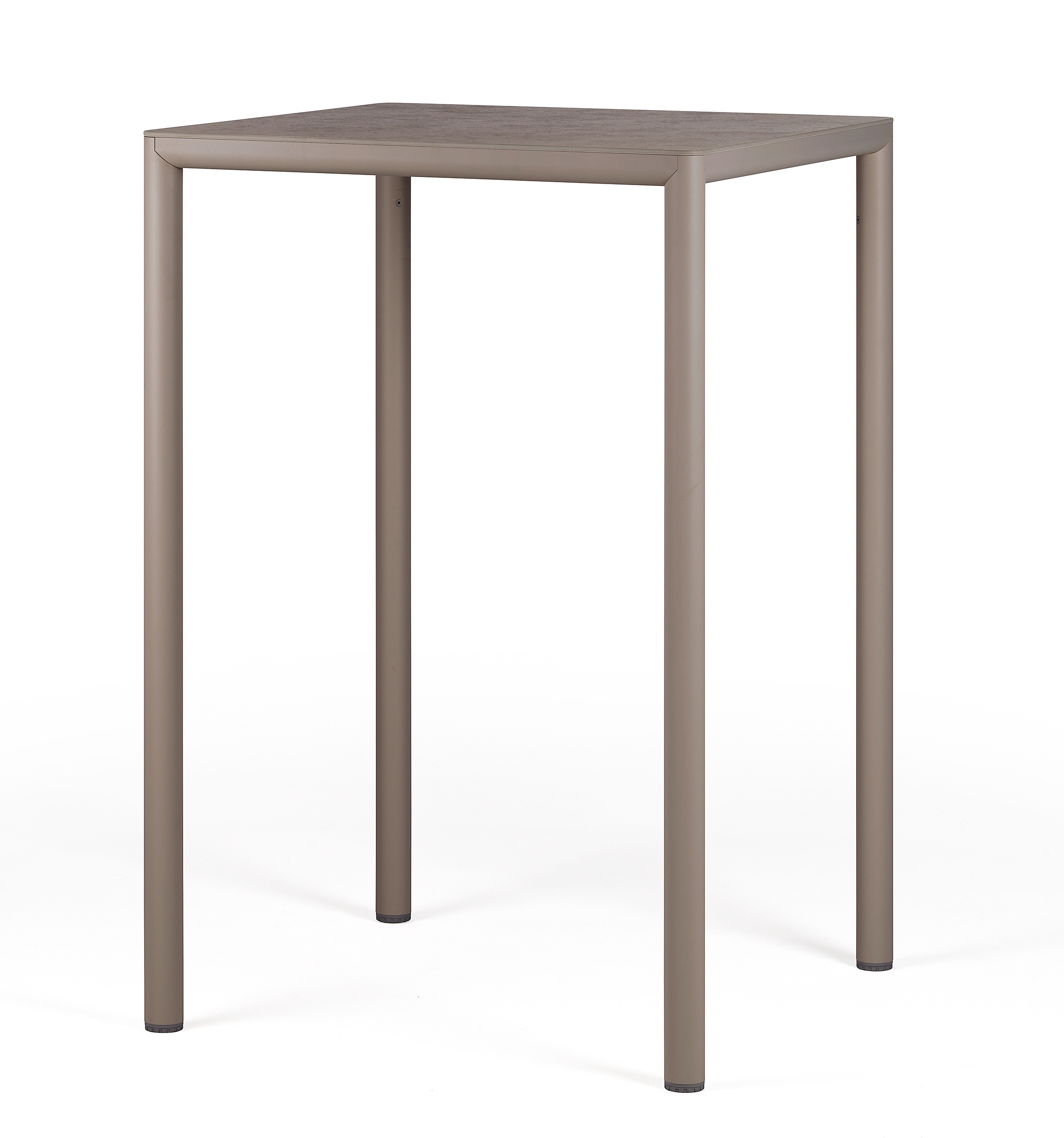 bordura inalta Masa inalta exterior Nardi Piave 70 High, 69x69cm, h107cm, baza aluminiu, top HPL Materia, tortora