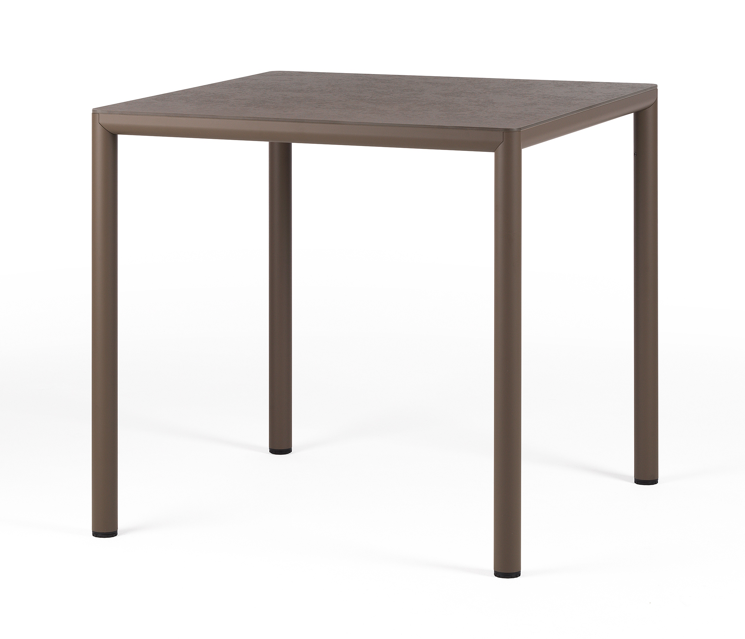 masa bucatarie 80/60 Masa exterior Nardi Piave 80, 79x79cm, h76cm, baza aluminiu, top HPL Materia, tabacco