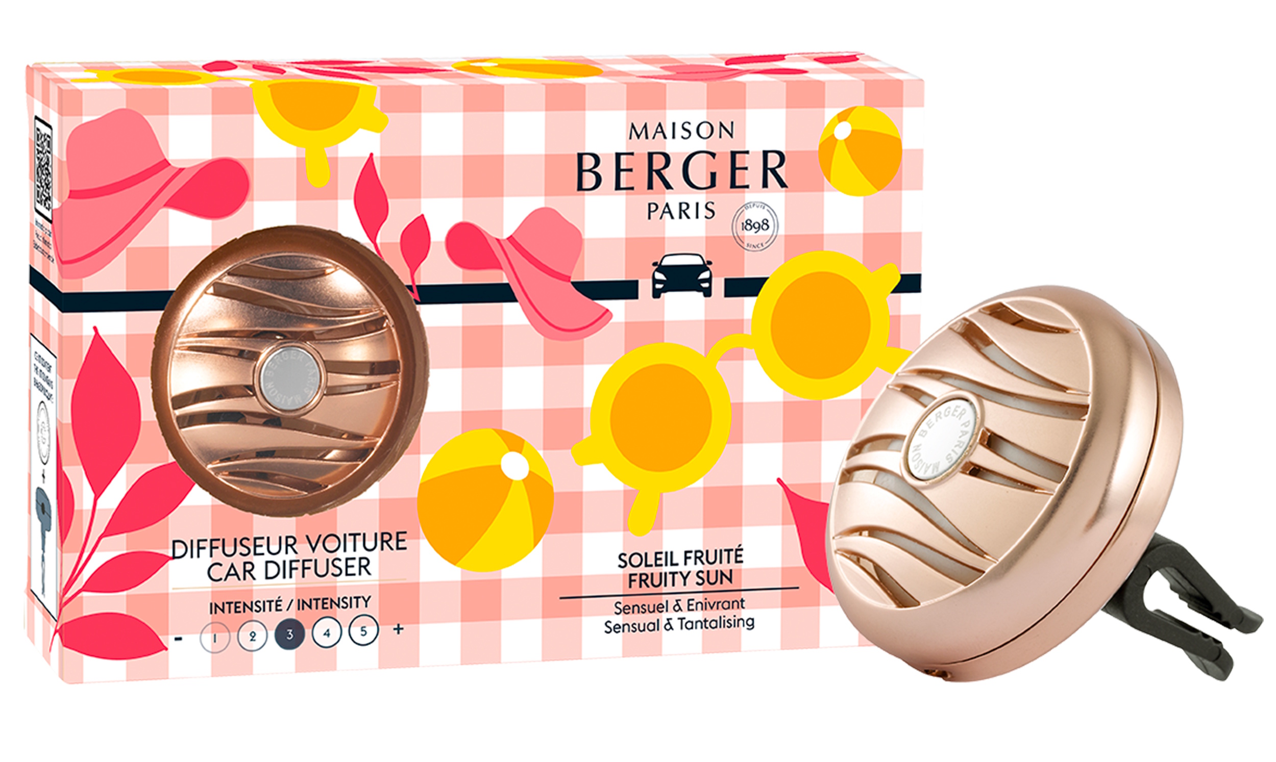 Set odorizant masina Maison Berger Summer Copper Pink + rezerva ceramica Fruity Sun