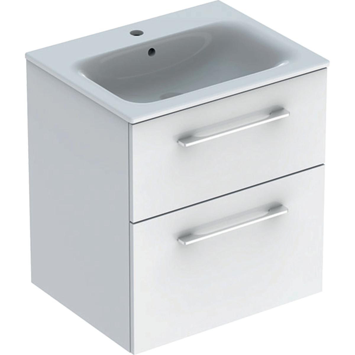Poze Set mobilier Geberit Selnova Square lavoar 60cm cu margine ingusta si dulap cu doua sertare alb lucios EXPUS