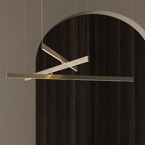 Suspensie Contardi Fly Multipla  design Massimiliano Raggi  LED  h 225cm  auriu satinat - nichel