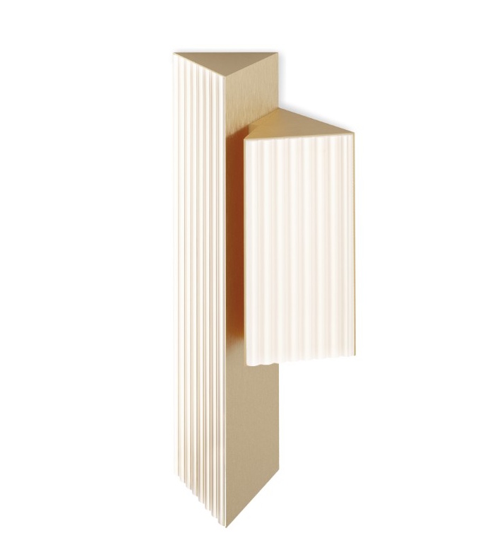 Aplica Contardi Stick Double  design Studiopepe  LED 13.5W  27W  orientare dreapta  IP44  auriu satinat - nichel