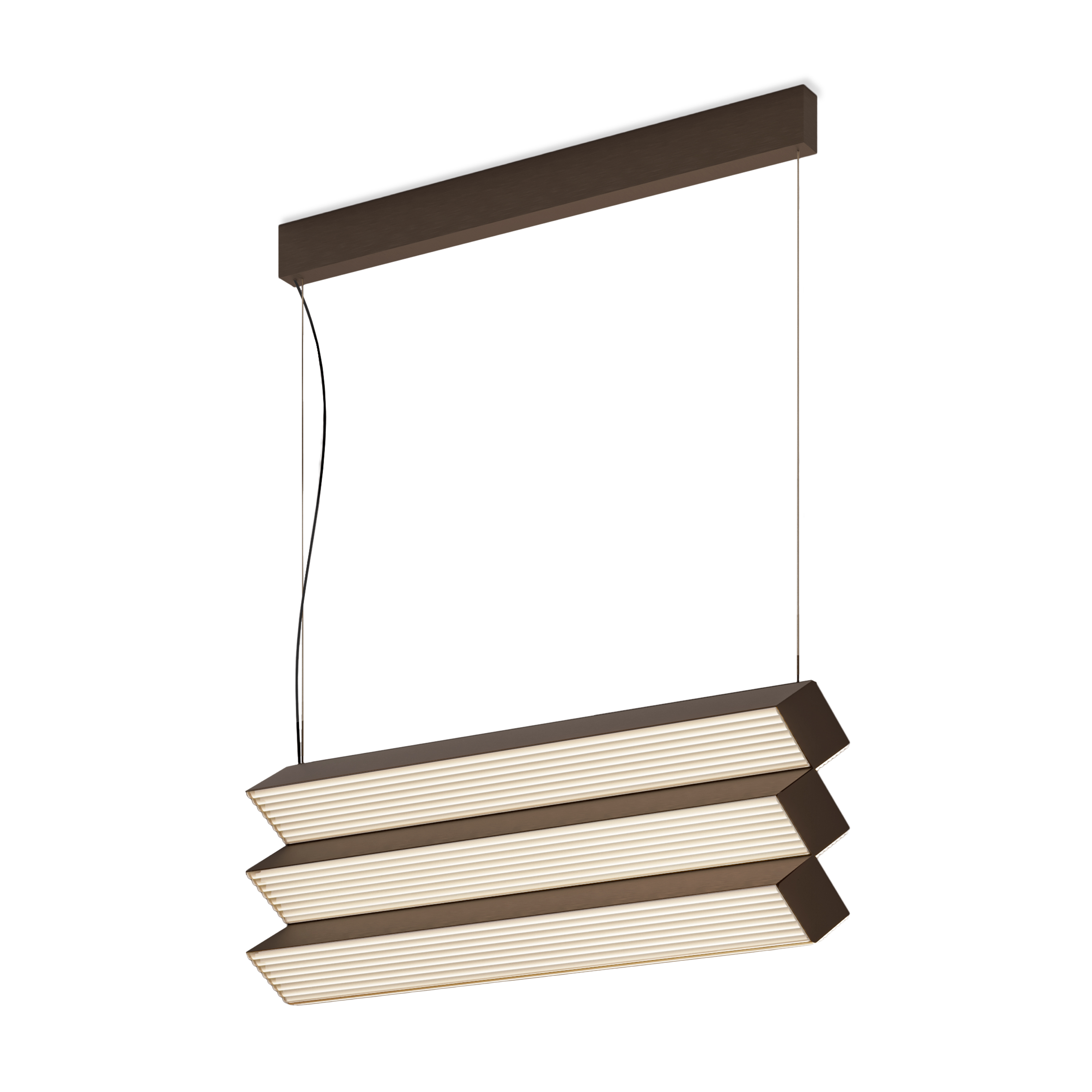Suspensie Contardi Stick Trio  design Studiopepe  LED 6x40W  L 90cm  h 236cm  bronz periat - nichel