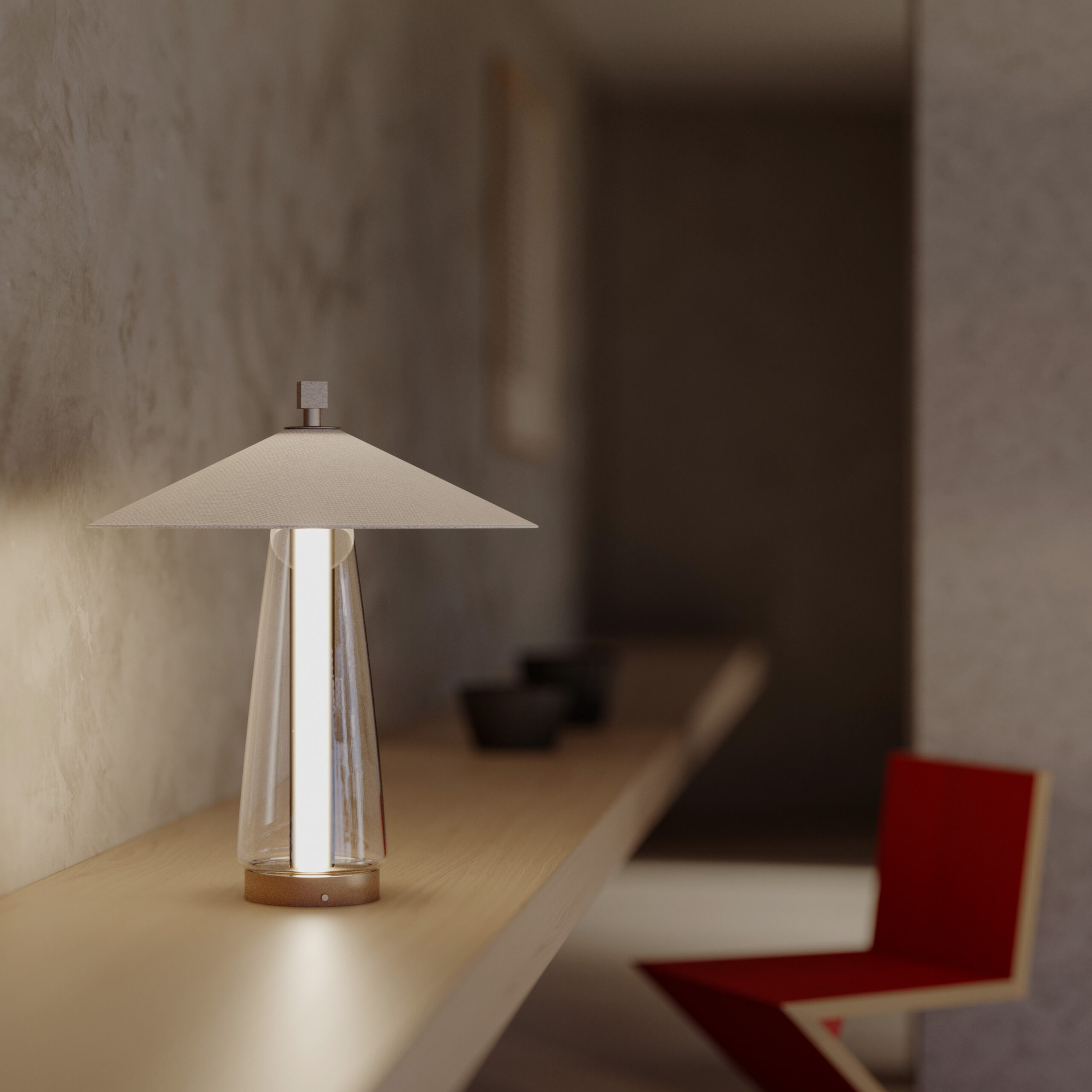 Veioza Contardi Asia Small  design Federico Peri  LED 13W  d 35cm  h 41.6cm  bronz periat - nichel  alb bumbac