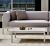 Canapea modulara exterior Point Origin cu 3 locuri, brat dreapta, cadru crem aluminiu, textil gri G2 1252