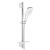 Set de dus Grohe Rainshower SmartActive 130 Cube cu para de dus 3 jeturi, furtun 175cm si bara 60cm, savoniera, moon white