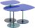 Set 3 masute Kartell Thierry design Piero Lissoni, baza metal, blat sticla, albastru
