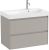 Set mobilier Roca Ona cu dulap baza cu doua sertare 80cm si lavoar asimetric orientare dreapta, gri mat
