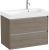 Set mobilier Roca Ona cu dulap baza cu doua sertare 80cm si lavoar asimetric orientare dreapta, ulm inchis