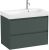 Set mobilier Roca Ona cu dulap baza cu doua sertare 80cm si lavoar asimetric orientare dreapta, verde mat