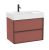 Set mobilier Roca Inspira cu lavoar orientare stanga si dulap baza cu doua sertare, 80cm, rosu terracota