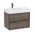 Set mobilier Roca Inspira cu lavoar orientare stanga si dulap baza cu doua sertare, 80cm, maro magnolia