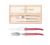 Set tacamuri Claude Dozorme Laguiole, maner acril alb-rosu, 2 piese, cutie lemn fag