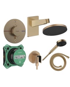 Sistem de dus incastrat termostatat Hansgrohe ShowerSelect Comfort S cu 2 consumatori, bronz periat