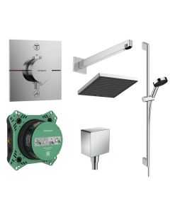 Sistem de dus incastrat termostatat Hansgrohe ShowerSelect Comfort E cu 2 consumatori, crom