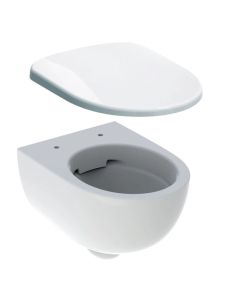 Set vas wc suspendat Geberit Selnova Compact Rimfree, forma plina si capac cu inchidere lenta, alb