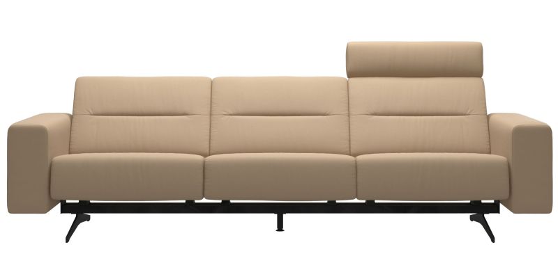 Canapea cu 3 locuri Stressless Stella, 1 tetiera, brate joase S1, picioare negru mat, tapiterie piele Paloma Beige