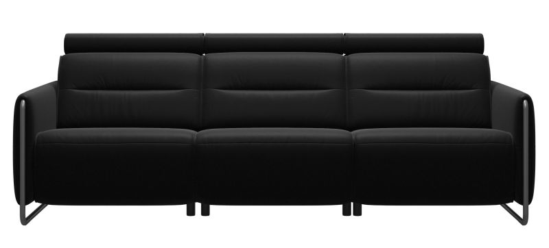 Canapea cu 3 locuri Stressless Emily Arm Steel, reclinere laterale, brate crom, tapiterie piele Batick Black