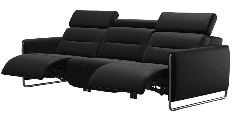 Canapea cu 3 locuri Stressless Emily Arm Steel, reclinere laterale, brate crom, tapiterie piele Batick Black