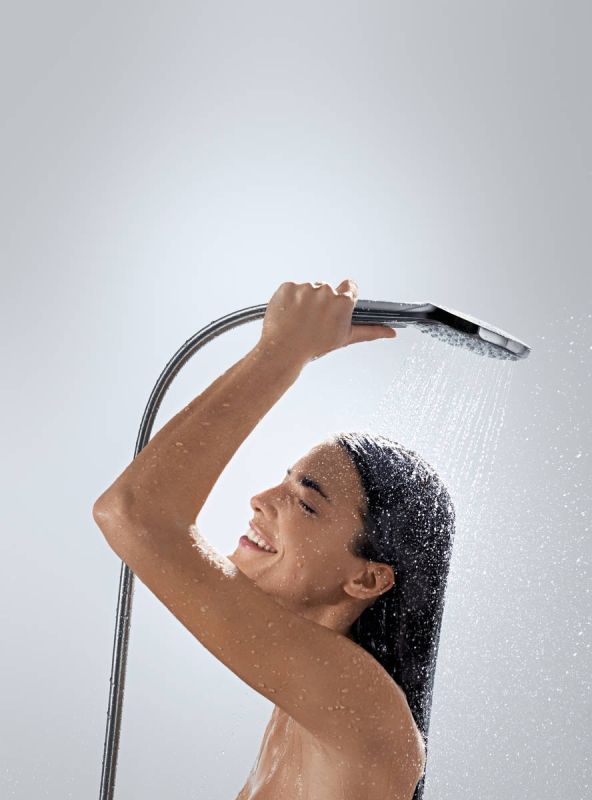 Para de dus Hansgrohe Raindance Select E 120 cu 3 jeturi, alb mat