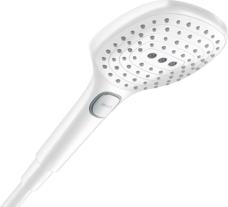 Para de dus Hansgrohe Raindance Select E 120 cu 3 jeturi, alb mat