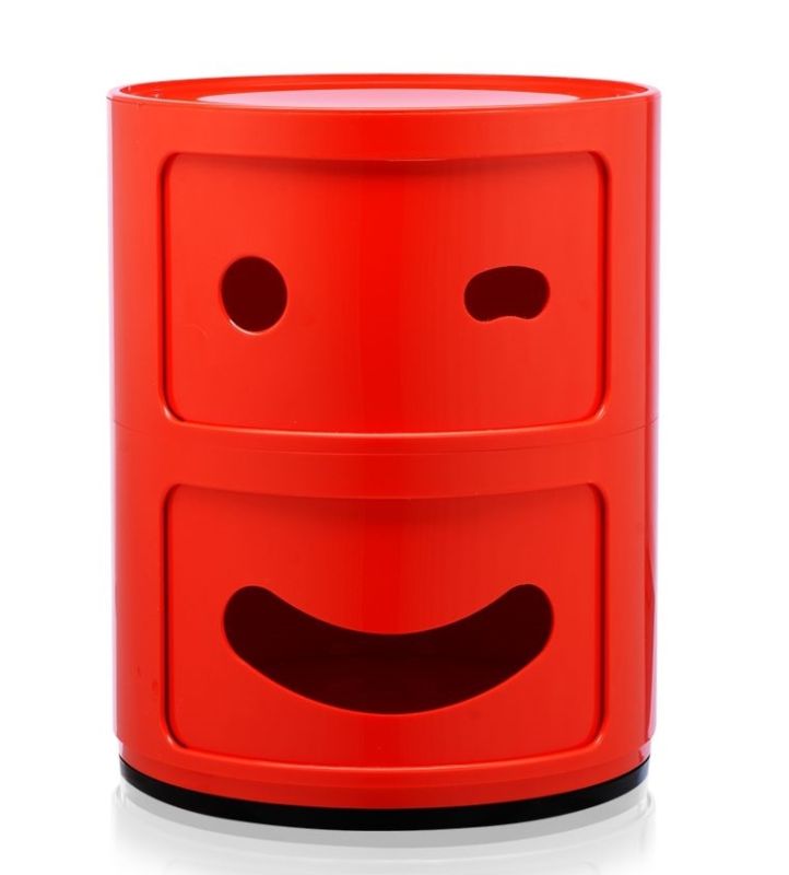 Comoda modulara Kartell Componibili 2 Smile Wink, design Anna Castelli Ferrieri, rosu