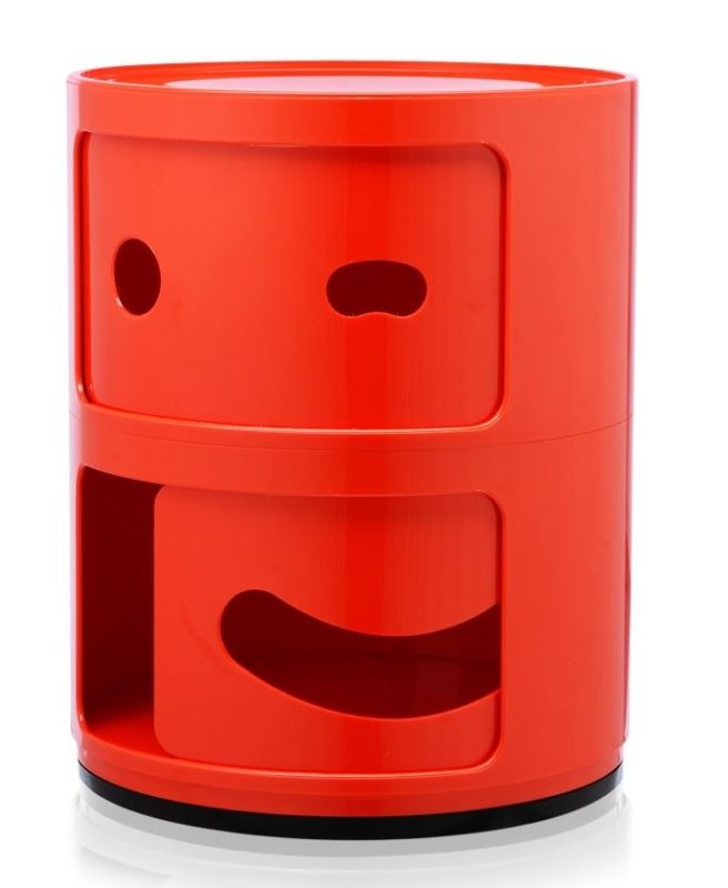 Comoda modulara Kartell Componibili 2 Smile Wink, design Anna Castelli Ferrieri, rosu