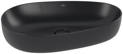 Lavoar tip bol Villeroy & Boch Antao Ceramic Plus 65x40cm, ventil fix cu capac ceramic, Pure Black