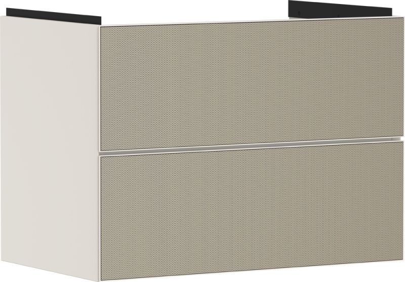 Dulap baza suspendat Hansgrohe Xevolos E cu 2 sertare, 78cm, corp bej mat, front ceramic bronz texturat