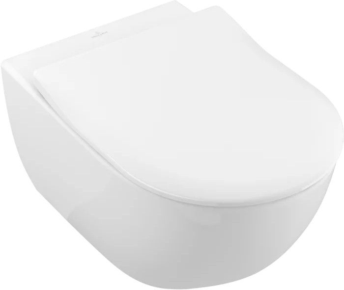 Set vas WC suspendat Villeroy & Boch Subway 2.0 DirectFlush CeramicPlus cu capac slim cu inchidere lenta, alb Alpin