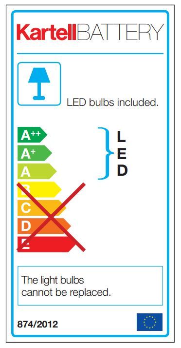 Veioza Kartell Battery design Ferruccio Laviani, LED 0.8W, h22cm, chihlimbar transparent