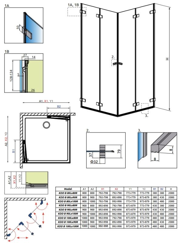Usa de dus Radaway Arta KDD B 90cm deschidere stanga, profil Chrome+