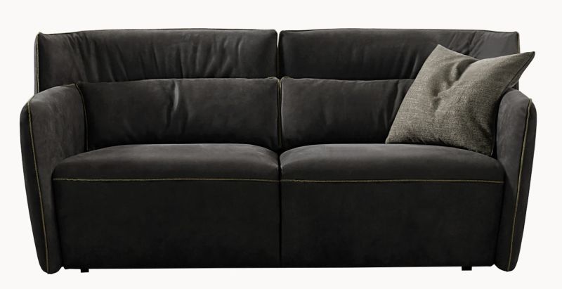 Canapea Gamma Tulip cu trei locuri, 194cm, piele Burt F622 Lagoon, HandMade in Italy