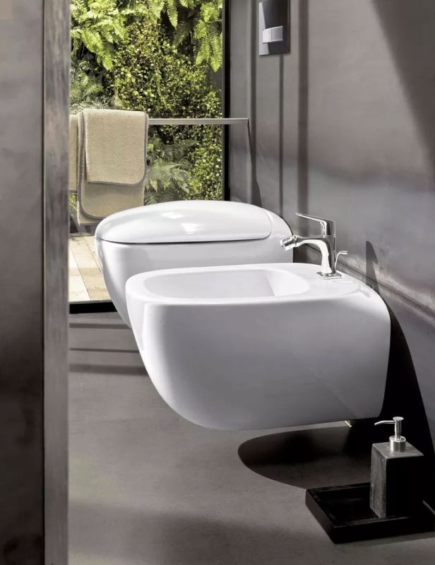 Set vas wc suspendat Geberit Citterio Rimfree 56cm, KeraTect si capac cu inchidere lenta, alb