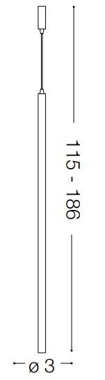 Pendul Ideal Lux Ultrathin SP1 BIG, max 12W LED, 3x115/186cm, negru