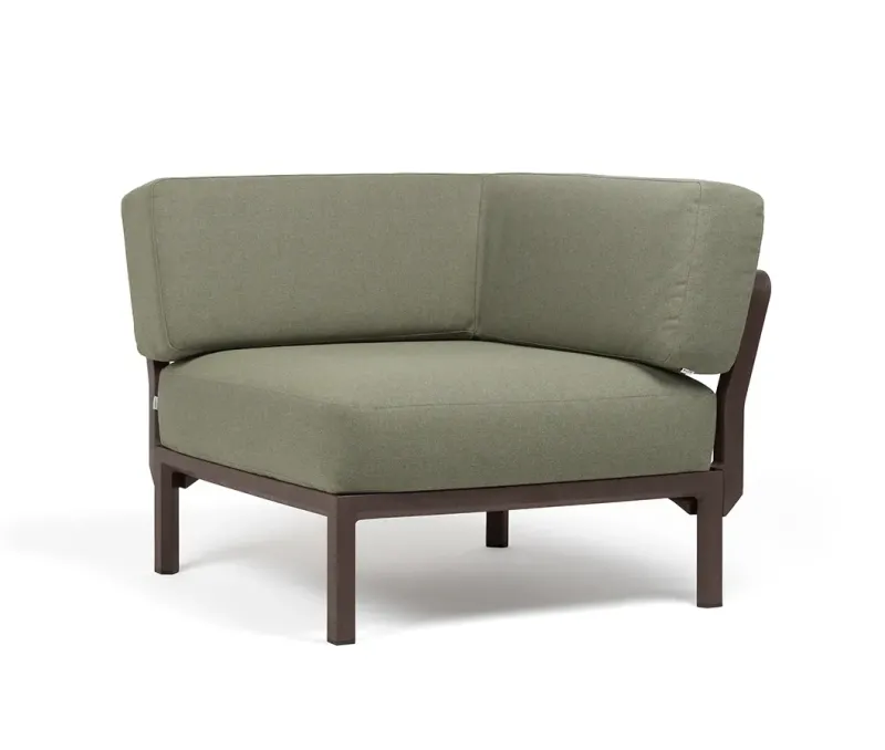 Element de colt Nardi Maximo, cadru maro Terra, perne verde Timo Sunbrella