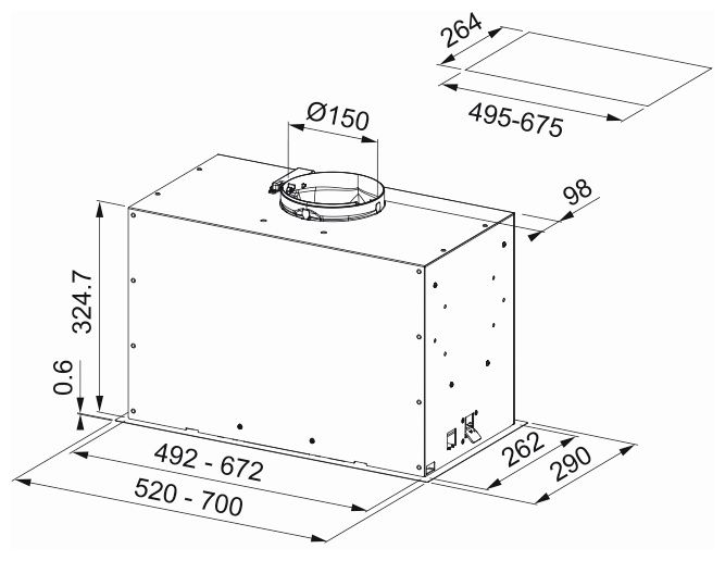 Hota incorporabila Franke Box FBFE XS A70,305.0665.361, 305 0665