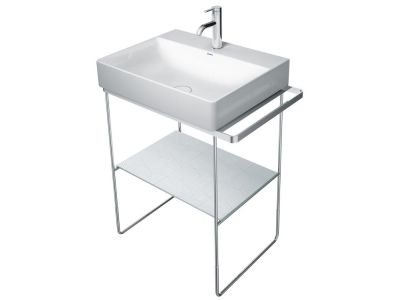 Consola metalica pe pardoseala pentru lavoar Duravit DuraSquare 665x451mm, cu port-prosop reversibil, fara raft, crom