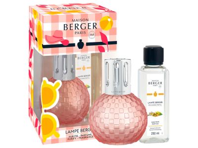 Set lampa catalitica cu parfum Maison Berger Disco Peach-Frosted cu parfum Fruity Sun 250ml