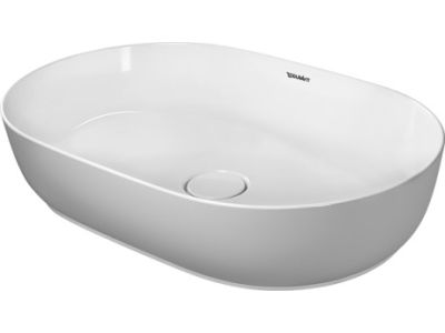 Lavoar tip bol Duravit Luv 60x40cm, fara orificiu baterie, fara preaplin, montare pe blat