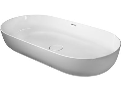 Lavoar tip bol Duravit Luv 80x40cm, fara orificiu baterie, fara preaplin, montare pe blat