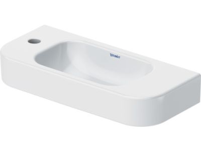 Lavoar asimetric Duravit Happy D.2 50x22cm, orificiu baterie stanga, fara preaplin, alb