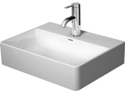 Lavoar Duravit DuraSquare 45x35 cm, fara preaplin, cu capac ceramic pentru ventil inclus si finisaj suplimentar