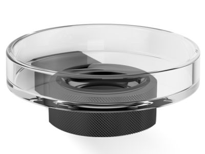 Savoniera cu suport de perete Decor Walther Club WSS, 6cm, cristal, negru mat