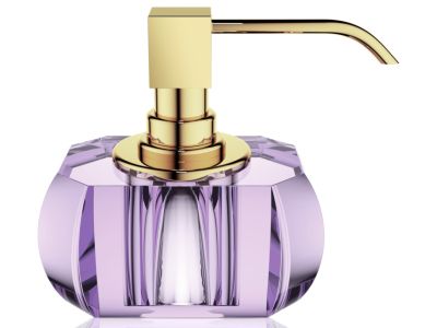Dozator sapun lichid Decor Walther Kristall KR SSP, 12x13x9cm, violet-auriu